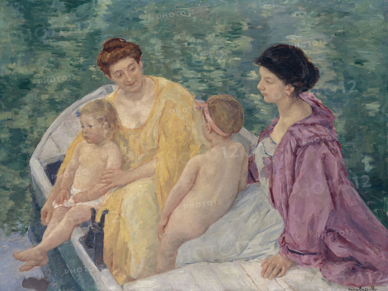 The Swim, or Two Mothers and Their Children on a Boat, 1910.  Creator: Mary Cassatt.