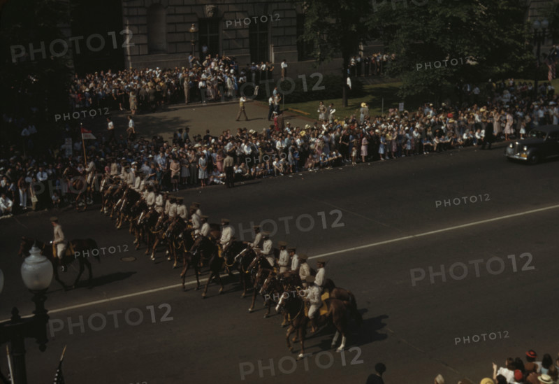 Black Troops at the Memorial Day Parade, Washington D.C., May 1942.  Creator: Royden Dixon.
