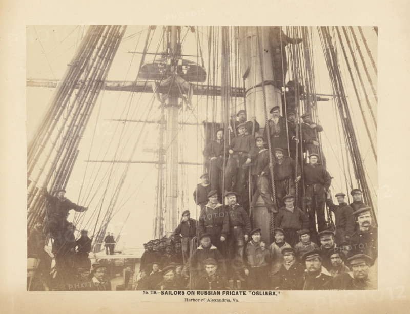 No. 210. Sailors on Russian Frigate \Osliaba,\ Harbor of Alexandria, Va., December 1863. Creator: Andrew Joseph Russell.