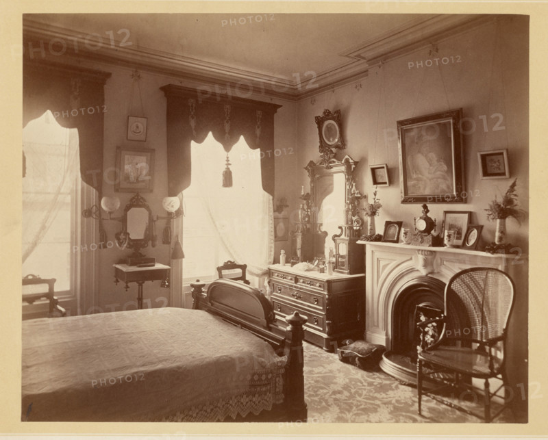 Interior of a bedroom, 1876. Creator: BJ Smith.