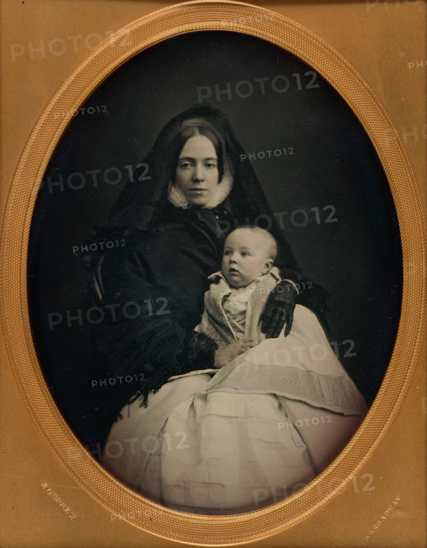 Portrait of a Mother and her Baby, about 1852-1857. Creator: Jeremiah Gurney.