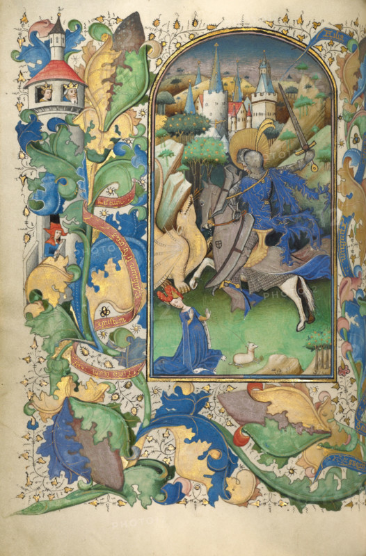 Saint George and the Dragon, Book of Hours, c1450-1455.  Creators: Master of Guillebert de Mets, Master of the Lee Hours, Master of Wauquelin's Alexander.