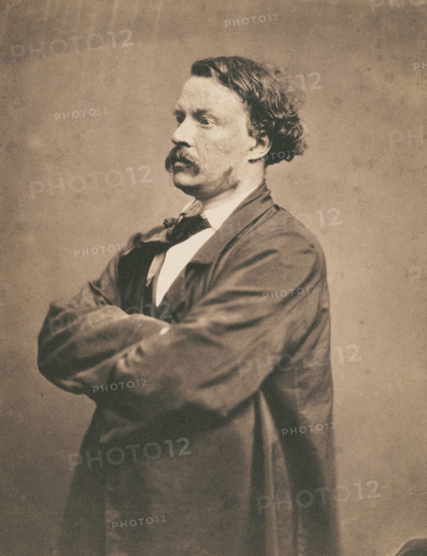 Self-portrait in smock Félix Nadar, 1855-1857. Creator: Nadar.