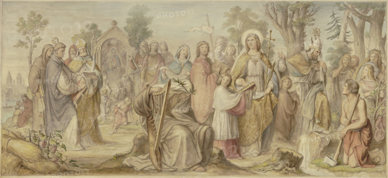 The Arts Being Introduced to Germany by Christianity, c1855. Creator: Philipp Veit.