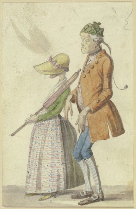 Caricatured farmer couple, 19th century. Creator: Hieronymus Hess.