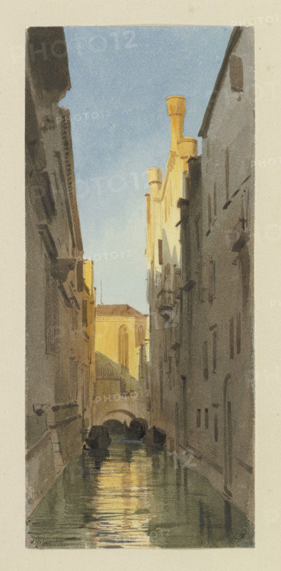 Rio del Santissimo with a view of the choir of Santo Stefano, c1851. Creator: Carl Theodor Reiffenstein.