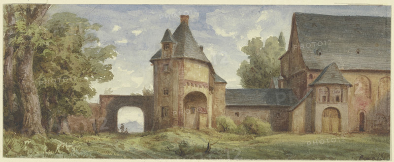 Romanesque monastery complex, left to decay, 19th century. Creator: Karl Peter Burnitz.
