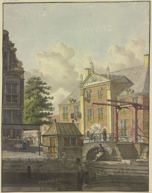 Lock gate in front of a palace with a bas-relief, 18th century. Creator: Johannes Huibert Prins.