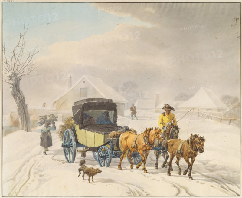 Stagecoach in Winter, c1798. Creator: Wilhelm von Kobell.