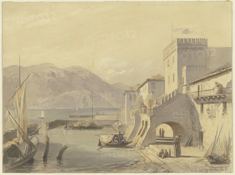 Upper Italian port, 1850. Creator: Philipp Rumpf.