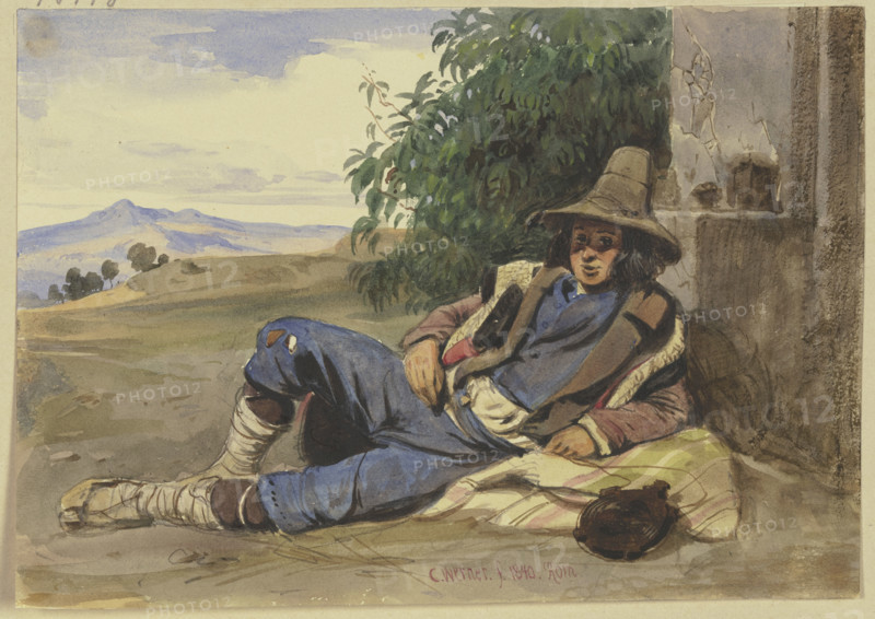 Savoyards lying on the ground, 1840. Creator: Carl Friedrich Heinrich Werner.