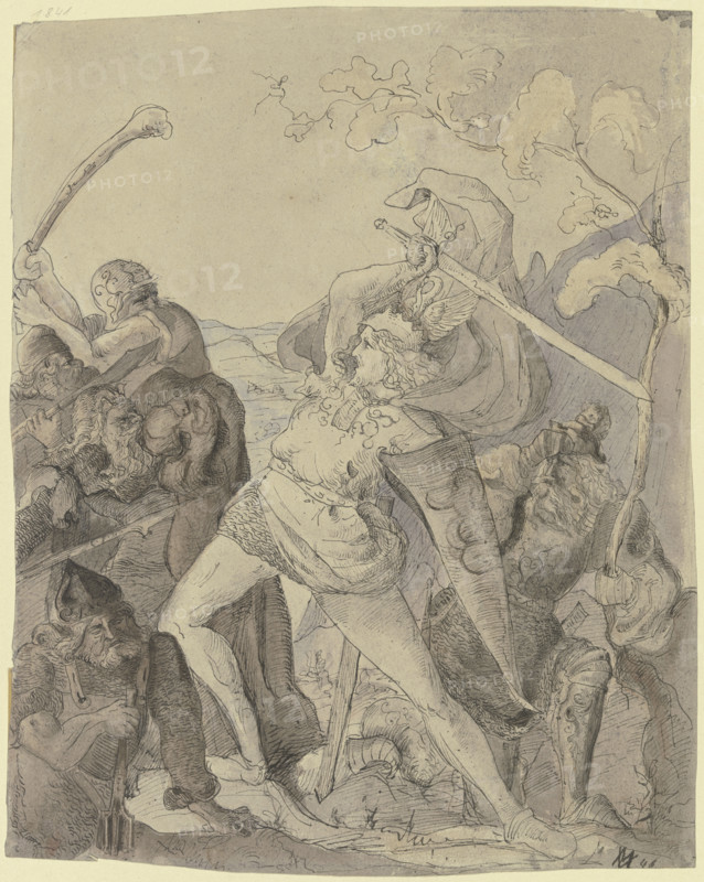 Battle scene, 1846. Creator: Victor Muller.