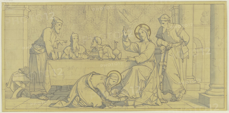 Mary Magdalene anoints the Saviour's feet, 19th century. Creator: Dominik Mosler.