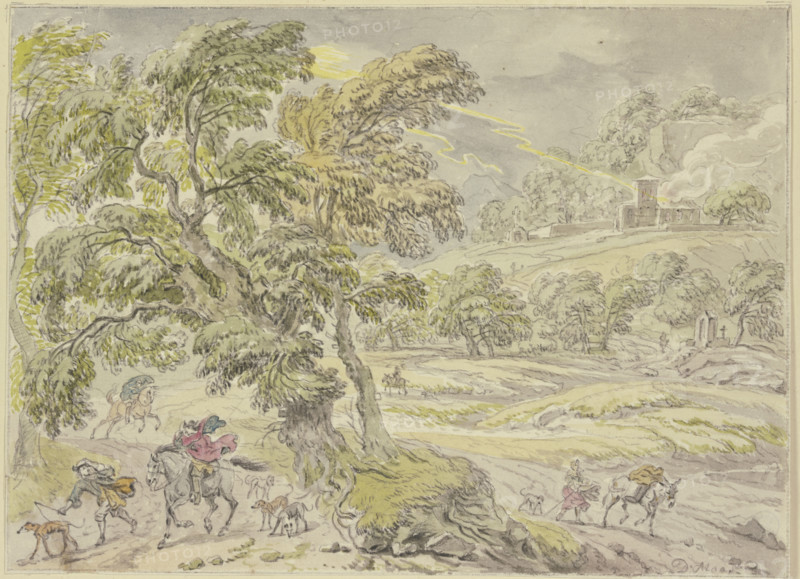 Landscape with thunderstorms, 17th century. Creator: Dirk Maes.