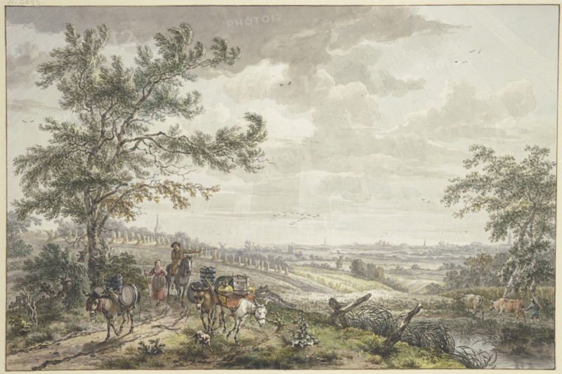 Landscape with Pack Donkeys, near Hilversum, (1779?). Creator: Egbert van Drielst.