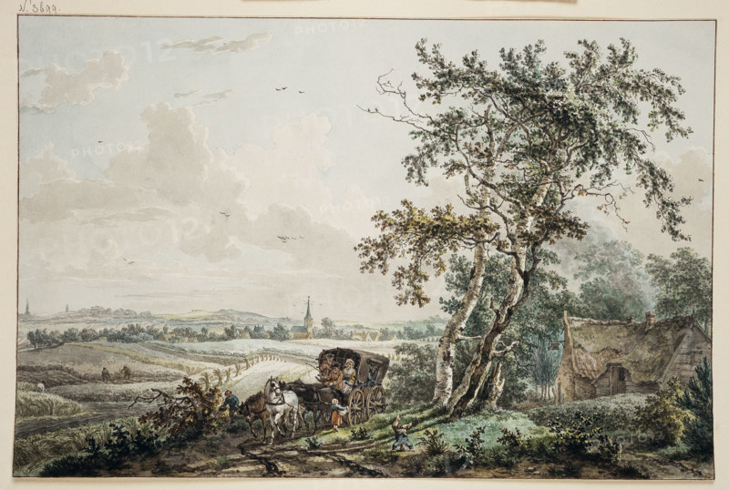 Landscape with Coach, near Hilversum, (1779?). Creators: Egbert van Drielst, Jacob Cats.