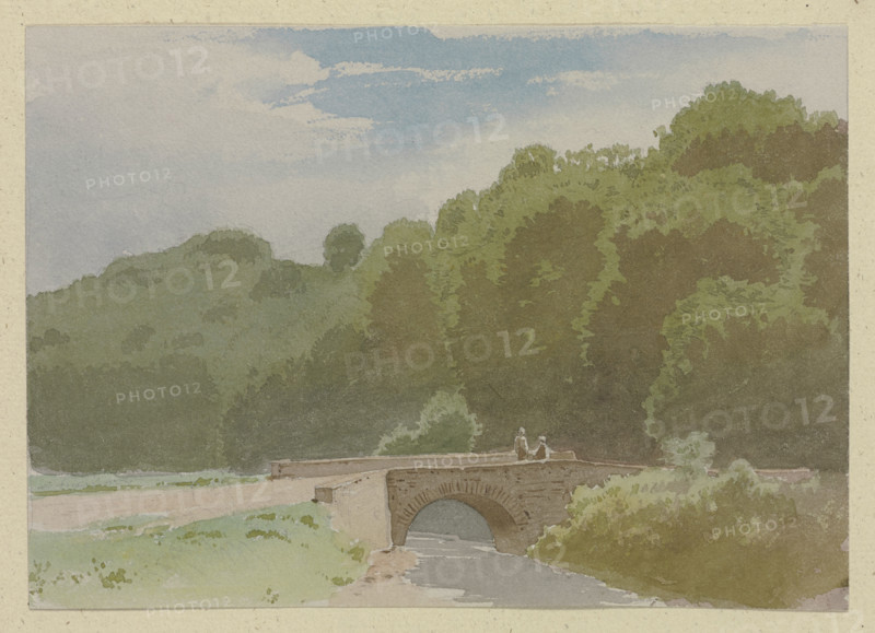 Stone bridge over a river at the edge of the forest, c1864. Creator: Carl Theodor Reiffenstein.