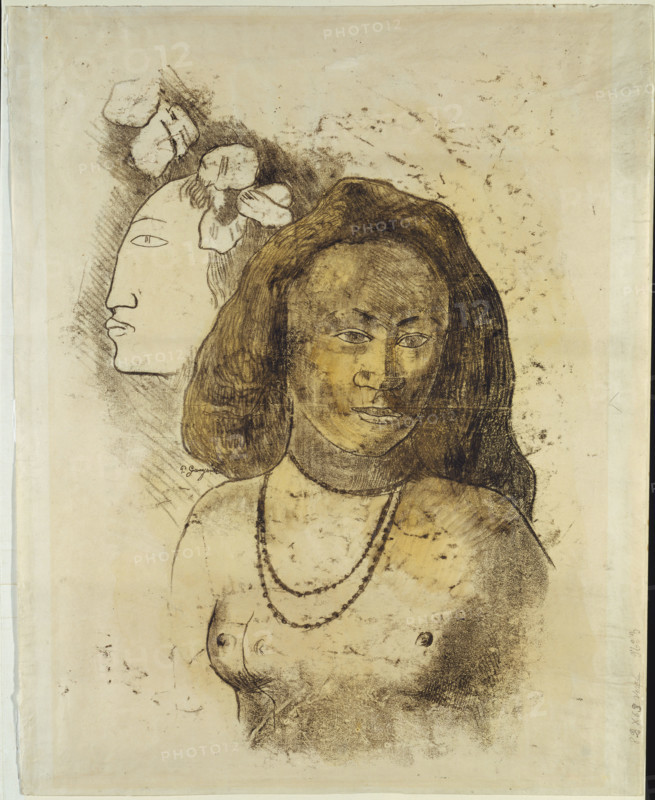 Tahitian Woman with Evil Spirit, c1899-1900. Creator: Paul Gauguin.