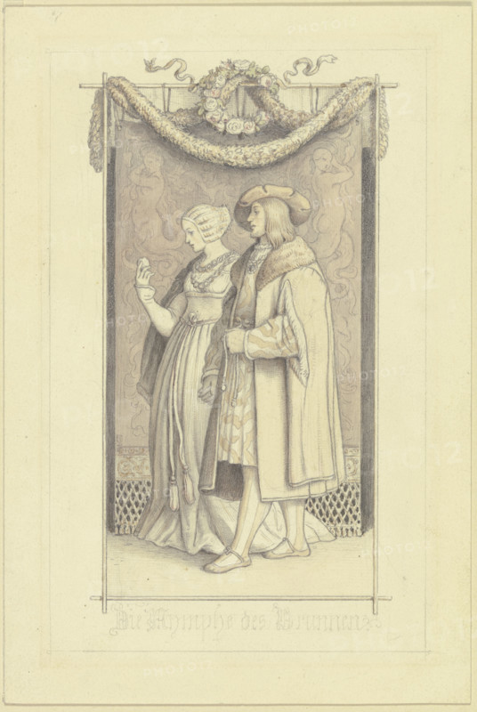 Die Nymphe des Brunnen, c1845. Creator: Ludwig Richter.
