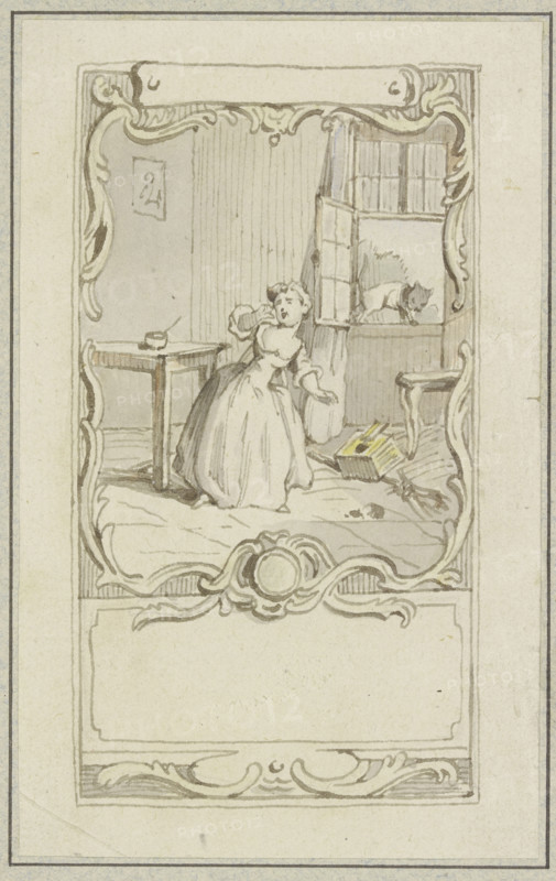 Small girl standing at a table, 18th century. Creator: Hubert Francois Gravelot.