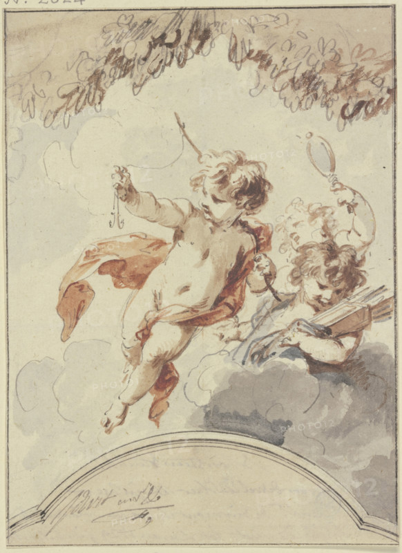 Three cupids, early-mid 18th century. Creator: Jacob de Wit.