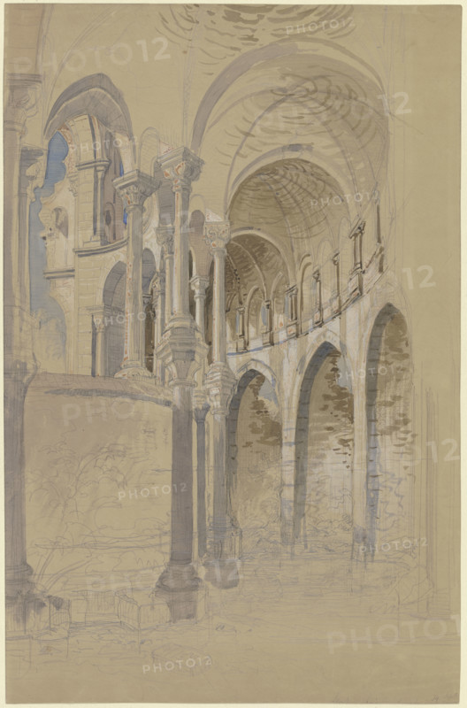 Heisterbach Abbey in the Siebengebirge hills, ruins of the chancel, 19th century. Creator: Carl Morgenstern.