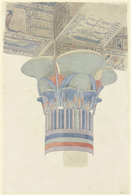 Capital with architrave in Thebes, 1829. Creator: Friedrich Maximilian Hessemer.