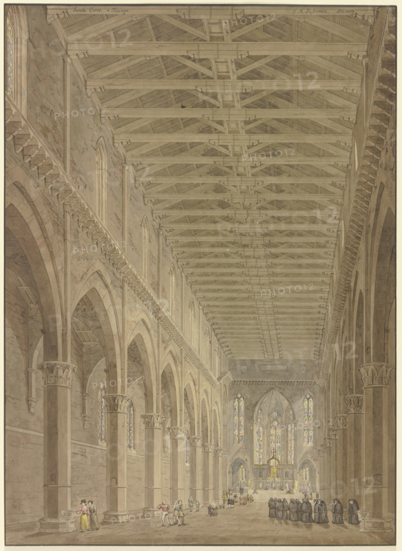 Interior view of Santa Croce in Florence, 1827. Creator: Friedrich Maximilian Hessemer.