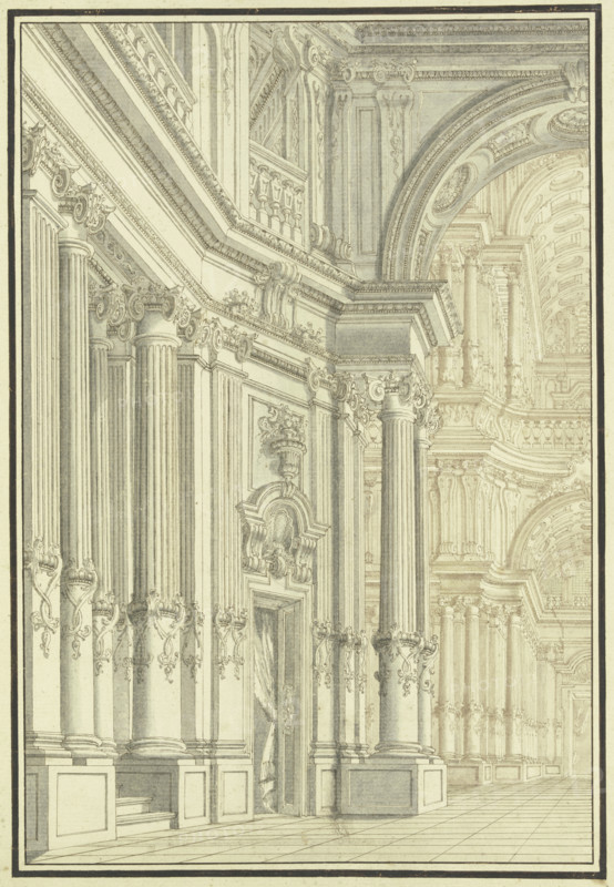 Interior of a Baroque church, 17th century. Creator: Giacomo Antonio Mannini.