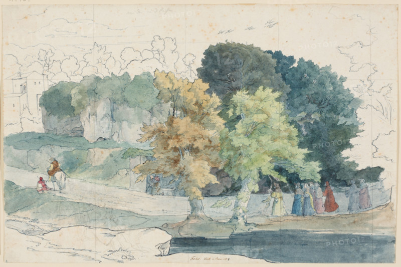 Italian landscape with figures, 1818. Creator: Carl Philipp Fohr.