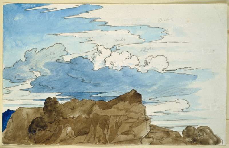 Cloud study over a rocky hilltop in the mountains, c1816-1817. Creator: Carl Philipp Fohr.