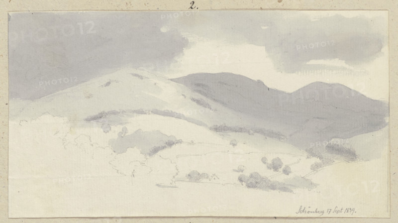 Landscape near Schonberg, (Bensheim), 1839. Creator: Carl Theodor Reiffenstein.