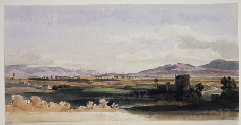 Roman Campagna and the Alban Hills, 19th century. Creator: Ernst Fries.