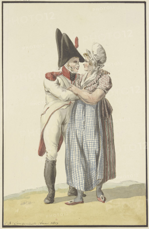 A soldier embraces a woman, 1809. Creator: Jan Antony Langendijk.