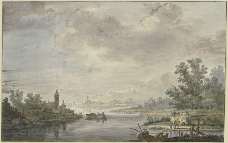 River landscape, c1800-1806. Creator: Georg Melchior Kraus.