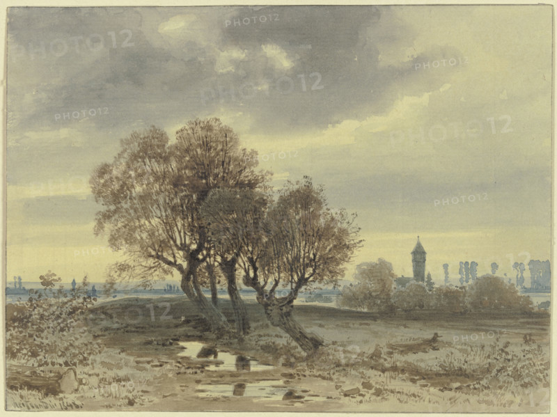 Tree group at a river, c1840-1890. Creator: Carl Theodor Reiffenstein.