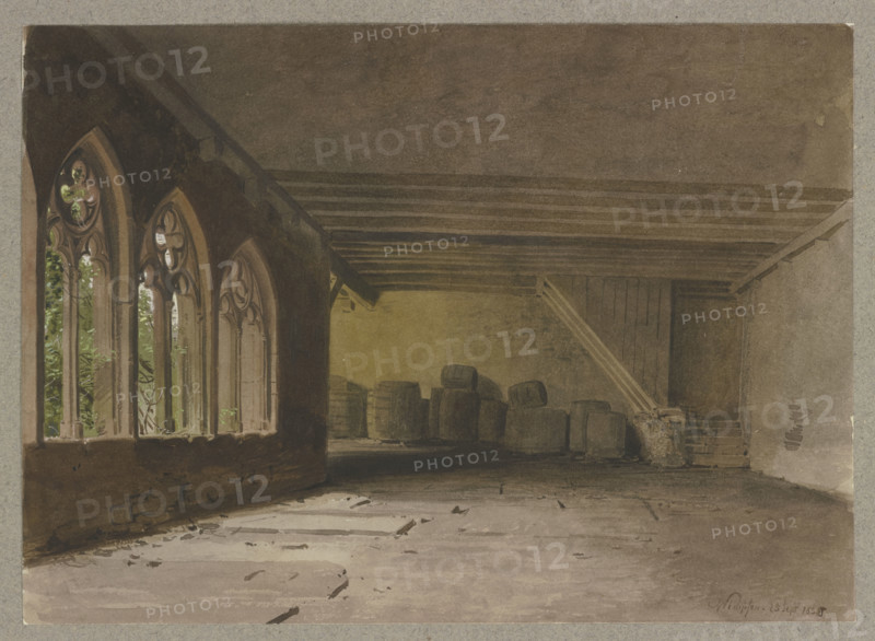 Cloister of the Collegiate Church of St. Peter and Paul in Bad Wimpfen, where wooden..., 1850. Creator: Carl Theodor Reiffenstein.