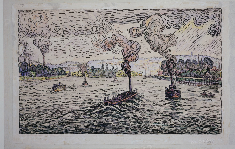 Steamers on the Seine, c1893-1898. Creator: Paul Signac.