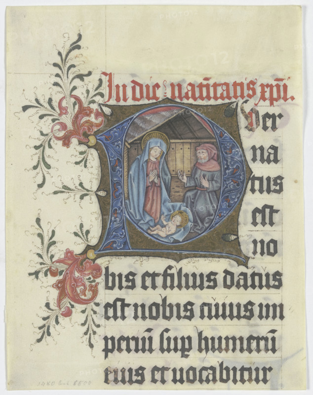 Initial P: Birth of Christ (text fragment on verso), 15th century. Creator: German, 15th century;.