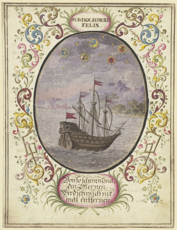 A ship in an oval, c1740-1788. Creator: Johann Esaias Nilson.