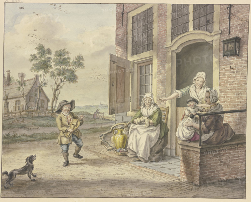 Savoyard boy in front of a house Dancing, 1772. Creator: Maria Margaretha la Fargue.