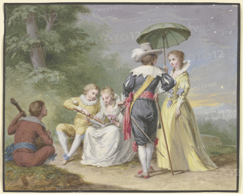 Musicians playing at the edge of the forest, 1770-1800. Creator: Friedrich Tischbein.