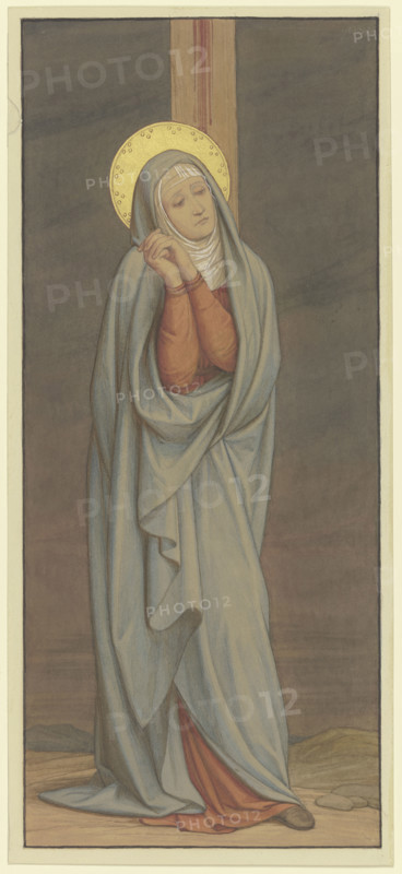 Mary sorrowful beneath the cross, 1868. Creator: Eduard von Steinle.