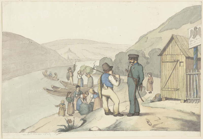 Toll guard at the Rhine, 1829. Creator: Jakob Dielmann.