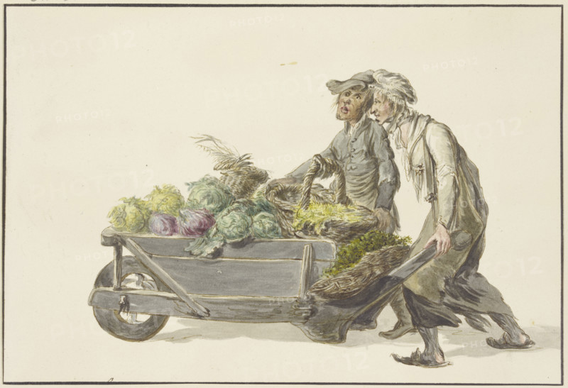 Two gardeners driving vegetables to market, c1834-1836. Creator: C. H. Meyer.