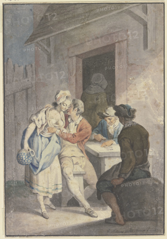 Scene in front of an inn, 1780. Creator: Gottlieb Welte.