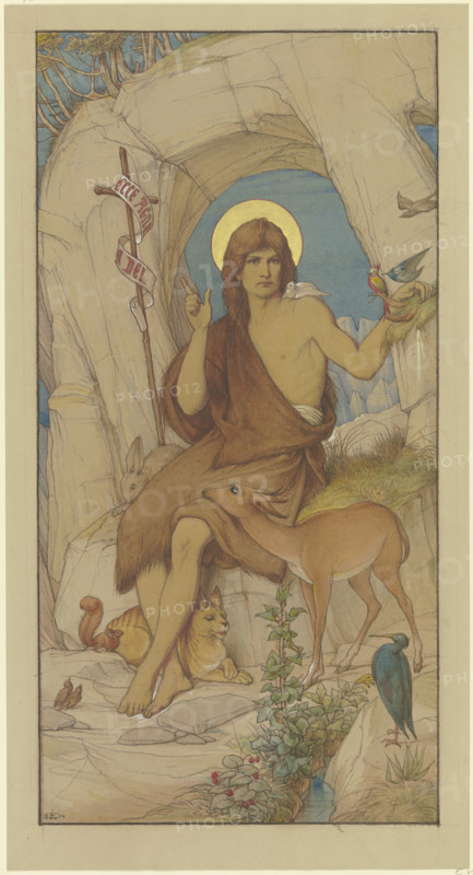 John the Baptist in the desert, 1864. Creator: Eduard von Steinle.