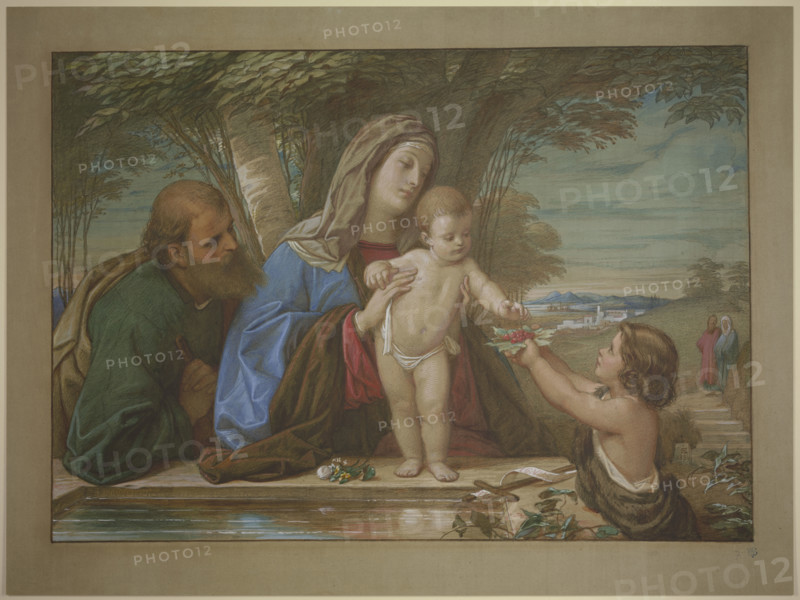 Madonna della Fontana: The Holy Family with the infant John the Baptist at a spring, 1854. Creator: Eduard von Steinle.