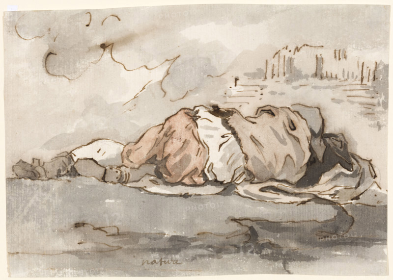 Study of a Sleeping Youth, Seen from Behind, 1752-1756. Creator: Augustin Pajou.