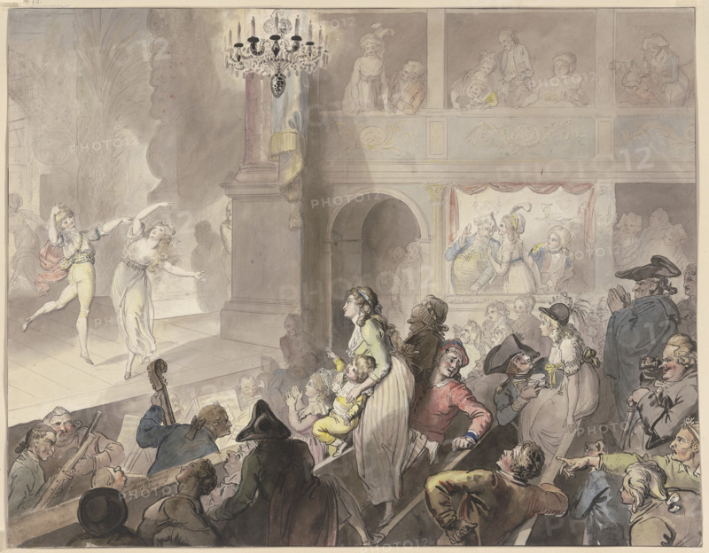 Theater audience at a ballet performance, 1797. Creator: Johann Heinrich Ramberg.